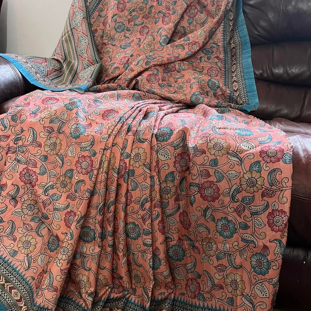 Kalamkari Print Mixed Silk Saree